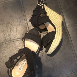 Steve Madden black frayed espadrille sandal